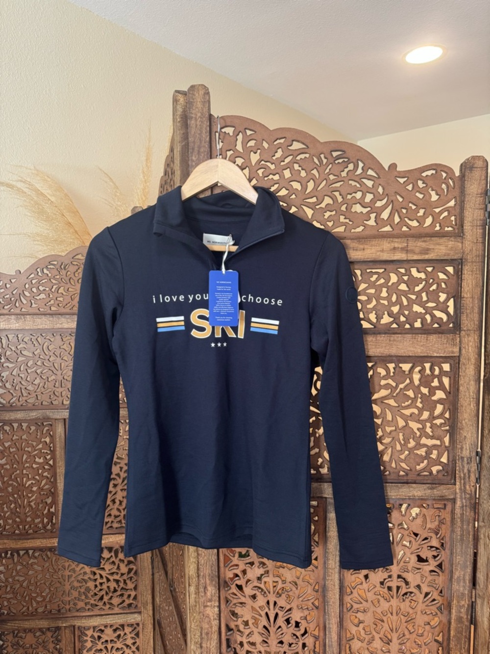 We Norwegians Bibi Zip Up Navy Blue Base Layer NEW NWT - Picture 2 of 3